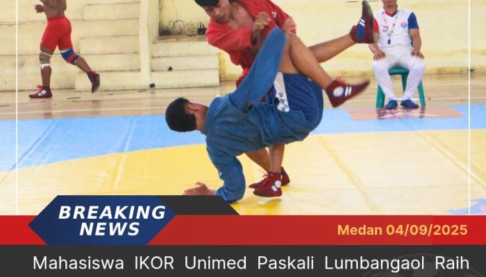 Mahasiswa IKOR Unimed Paskali Lumbangaol Raih Perak di Kejurda Sambo Sumut 2025