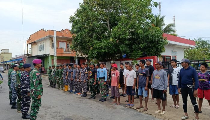 TNI AL LANAL NUNUKAN MELAKSANAKAN KEGIATAN BHAKTI TERITORIAL PRIMA DI MUARA SUNGAI SEI NYAMUK – SEBATIK