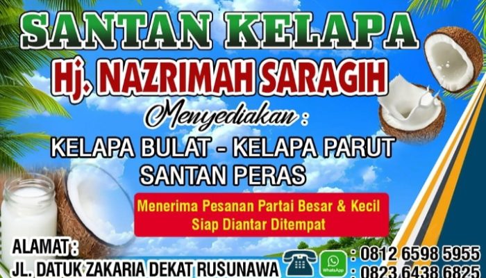 Santan Kelapa Hj Nazrimah Saragih T. Tinggi Sediakan Santan Peras dan Kelapa Bulat