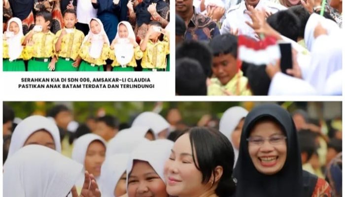 Serahkan KIA di SDN 006, Amsakar-Li Claudia Pastikan Anak Batam Terdata dan Terlindungi