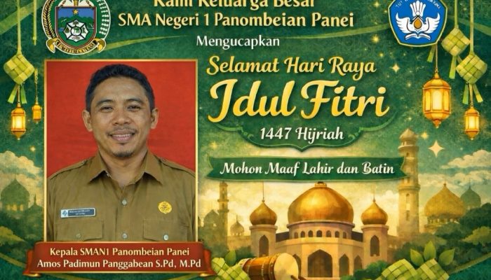 Kepala Sekolah SMAN 1 Panombeian Panei Amos Panggabean Sampaikan Ucapan Idul Fitri 1447 H