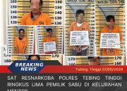 Sat Resnarkoba Polres Tebing Tinggi Ringkus Lima Pemilik Sabu di Kelurahan Mentos