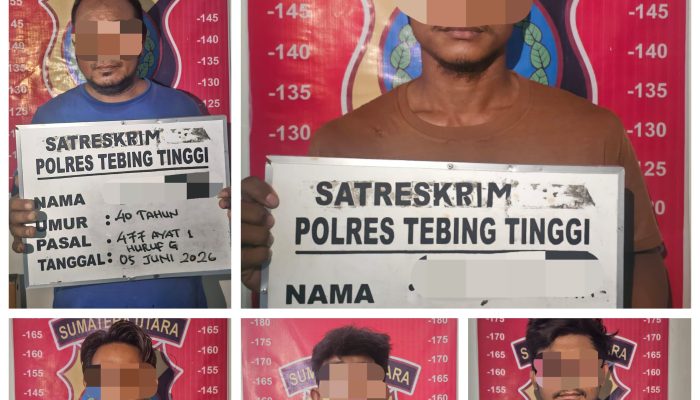 Sat Reskrim Polres Tebing Tinggi Tangkap Lima Pelaku Pencurian Di Gudang CV.Tetap Jaya