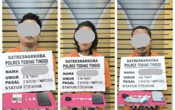 Tiga Pria Ditangkap Sat Resnarkoba Polres Tebing Tinggi, Sita 9,59 Gram Sabu