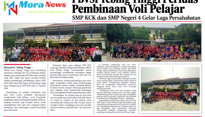 PBVSI TEBING TINGGI PERLUAS PEMBINAAN VOLI PELAJAR, SMP KCK DAN SMP NEGERI 4 GELAR LAGA PERSAHABATAN
